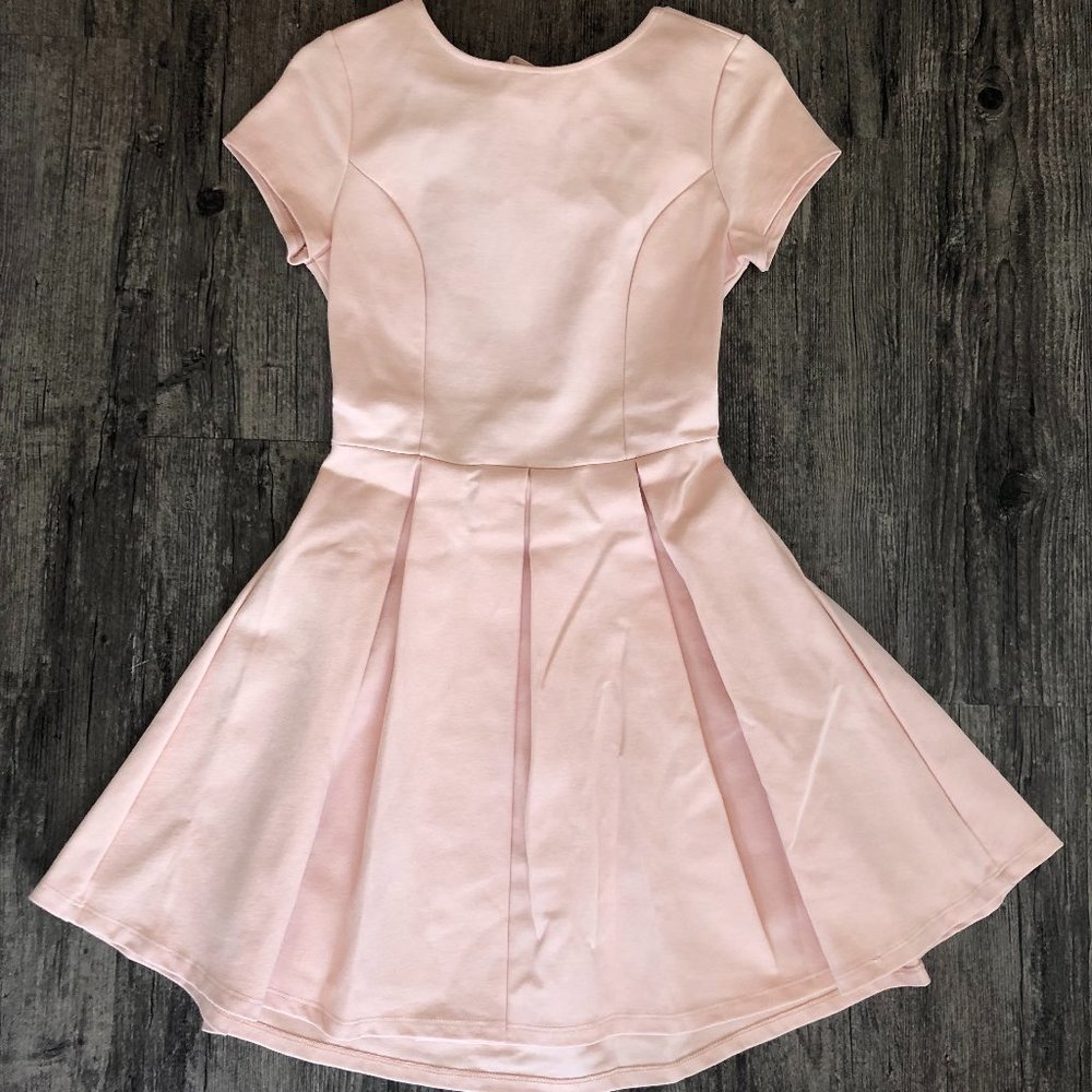 Lovely Day Ballet Pink Open Back Tie Skater Dress